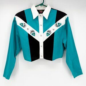 Crop Top - Teal and Black